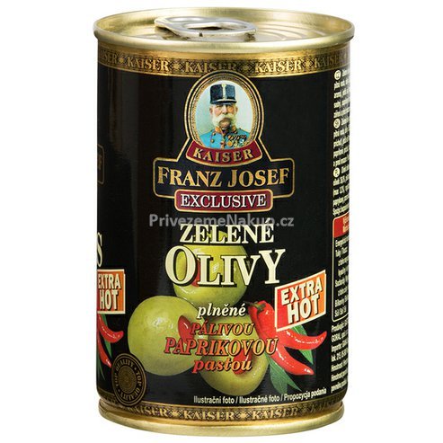 Franz Josef Kaiser olivy zelené plněné paprikovou pastou 314ml.jpg