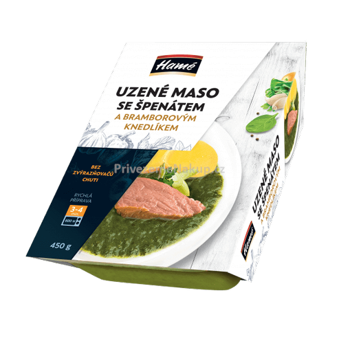 Hamé Uzené maso se špenátem a bramborovým knedlíkem 450g.png