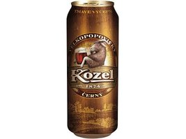 Velkopopovický Kozel Černý pivo výčepní tmavé plech 0,5 l