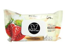 Papilion vlhčené ubrousky Strawberry s klipem 64ks